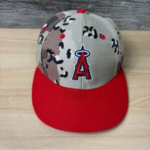 Anaheim Angels Hat Strap Back Brown Camo MLB Baseball Adjustable